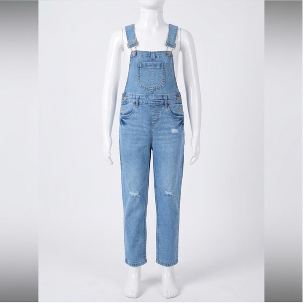 Urban Kids Light Wash Distressed Denim Skinny Overalls Girls 10
